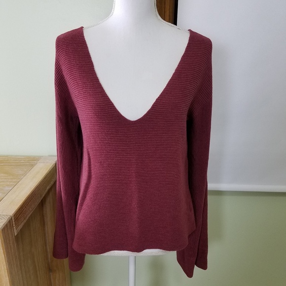 Free People Sweaters - Free People Starman V-Neck Rib Bell Sleeve